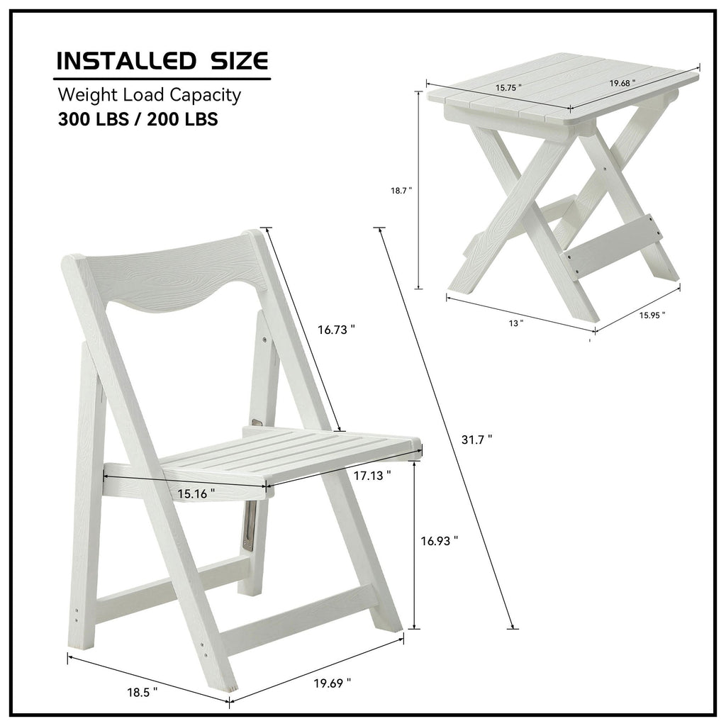 HIPS Foldable Small Table and Chair Set with 2 Chairs