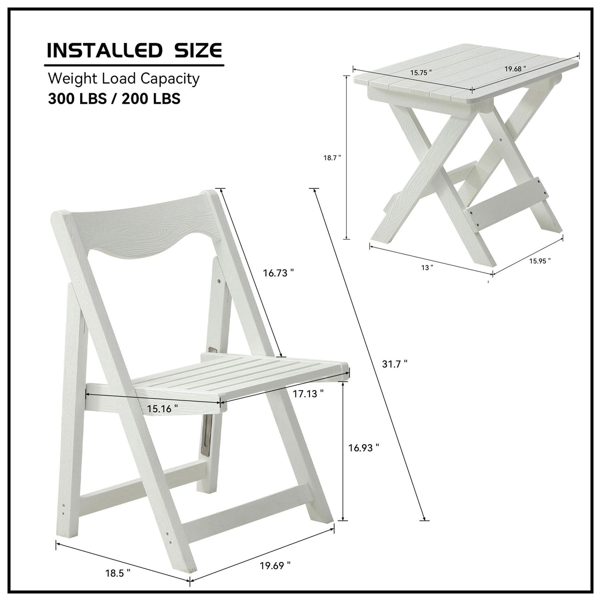 HIPS Foldable Small Table and Chair Set with 2 Chairs