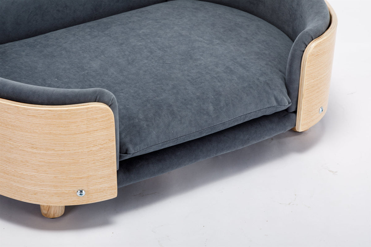 Scandinavian Style Elevated Dog Bed with Velvet Cushion - Modern Pet Bed
