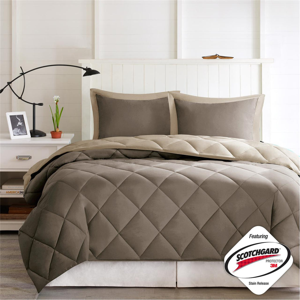 Full/Queen 3M Scotchgard Diamond Quilting Reversible Down Alternative Comforter Set - Multiple Colors