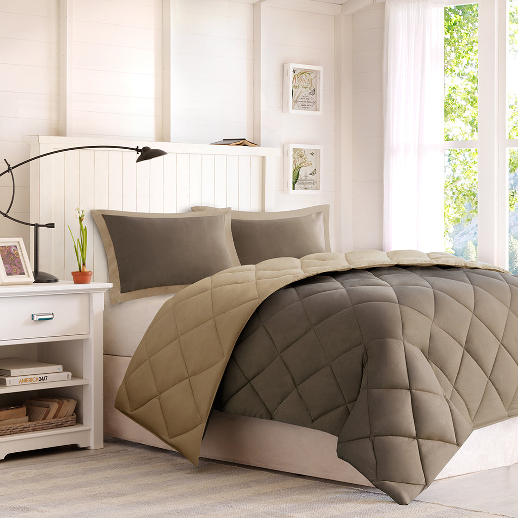 Full/Queen 3M Scotchgard Diamond Quilting Reversible Down Alternative Comforter Set - Multiple Colors