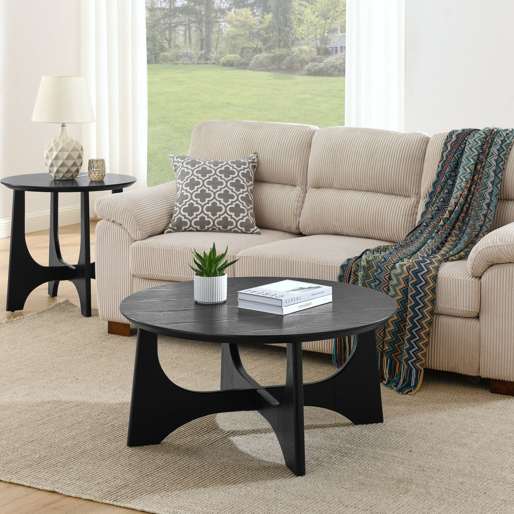 25" Round End Table with Adjustable Feet - Wood