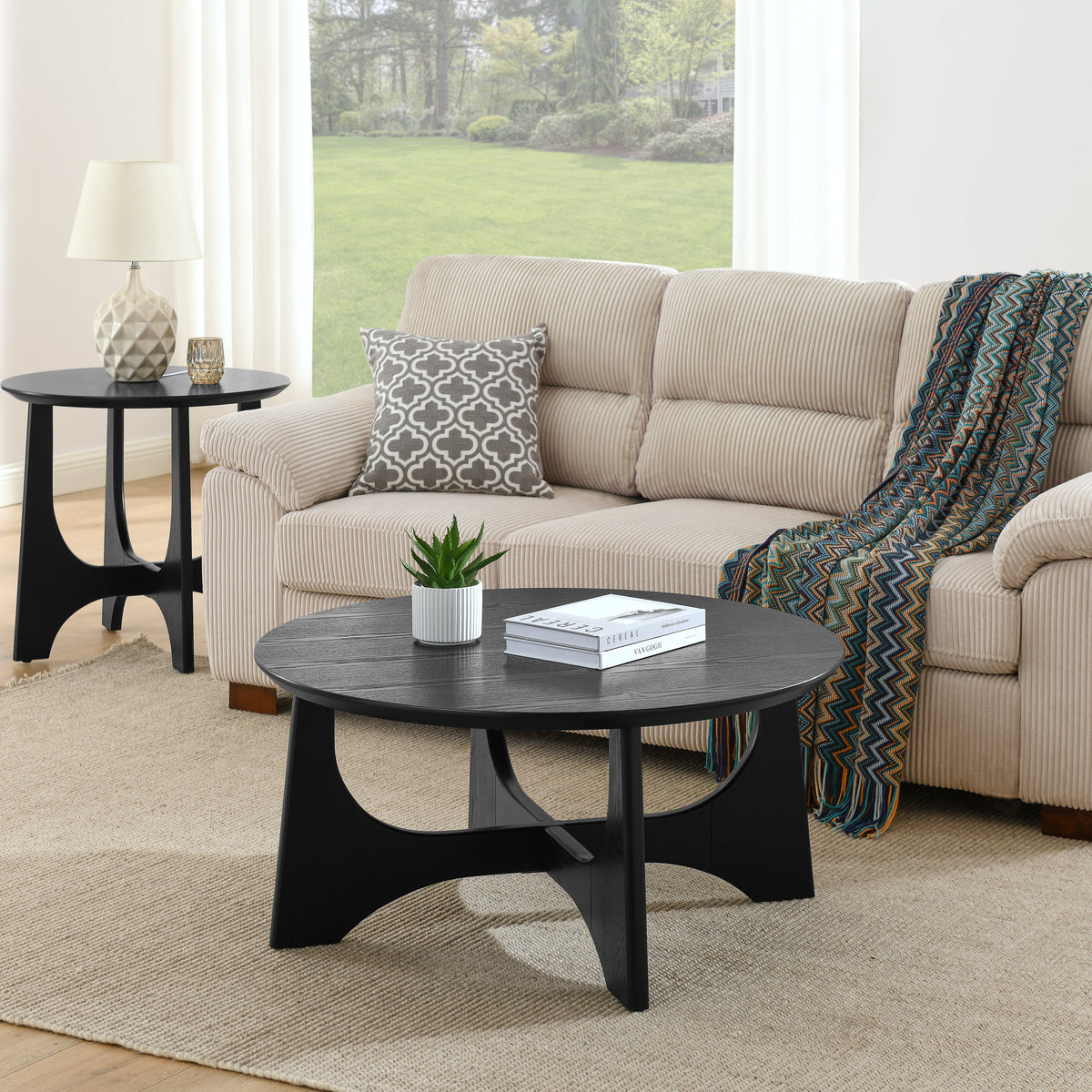 25" Round End Table with Adjustable Feet - Wood