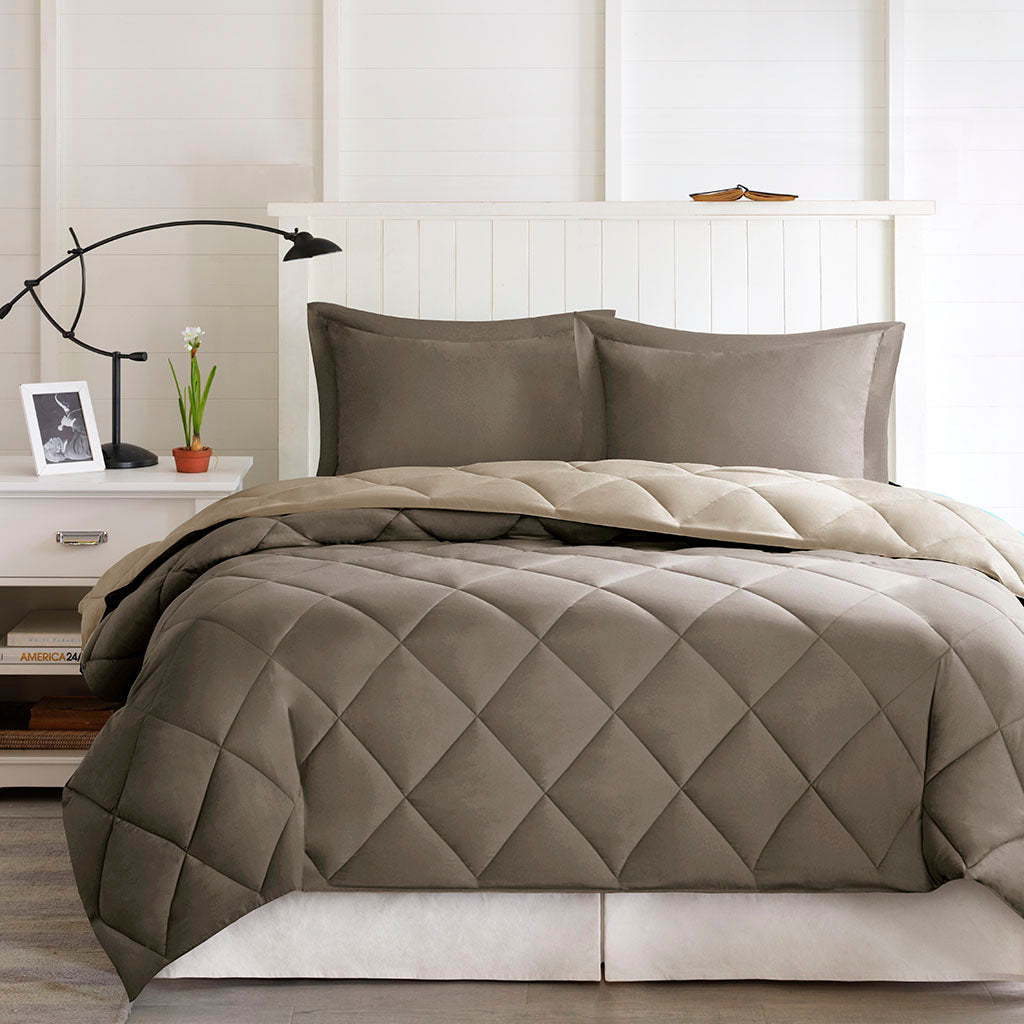 Full/Queen 3M Scotchgard Diamond Quilting Reversible Down Alternative Comforter Set - Multiple Colors