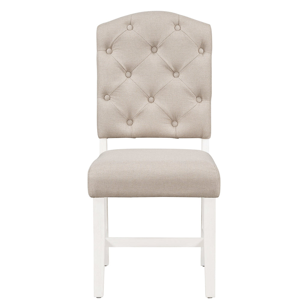 Retro Upholstered Dining Chair Set with Solid Wood Legs - Set of 4