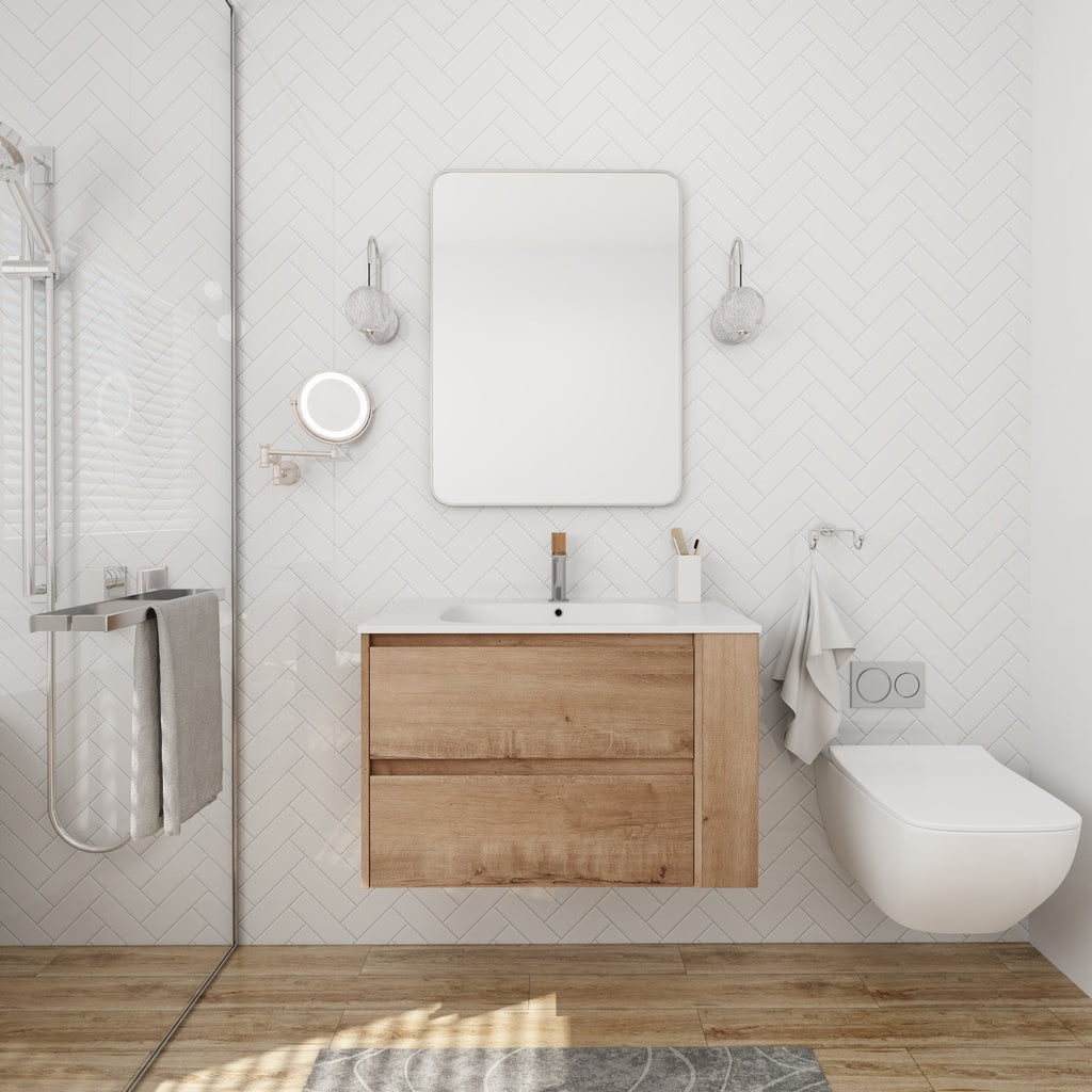 30" Wall Mount Bathroom Vanity with Gel Sink - Bathroom Storage