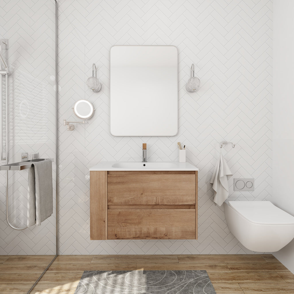 30" Wall Mount Bathroom Vanity with Gel Sink - Bathroom Storage
