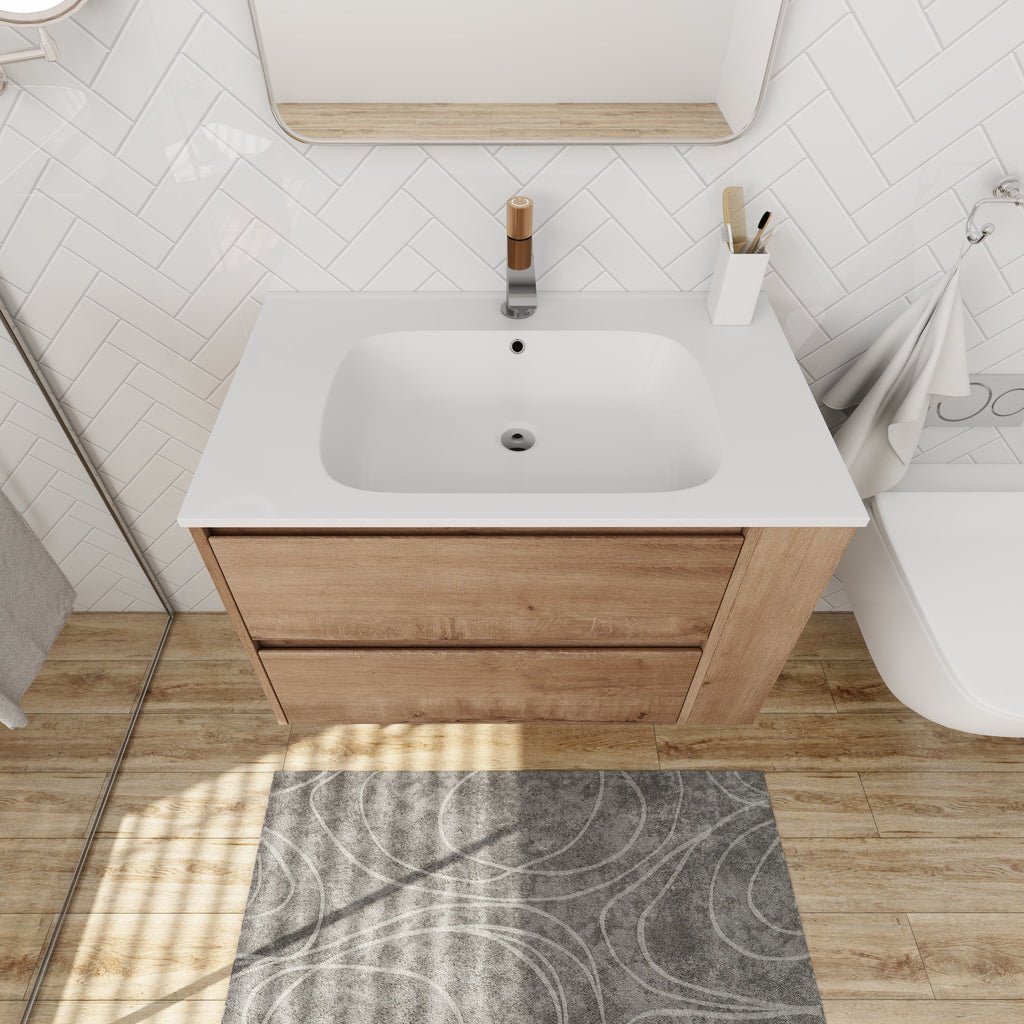 30" Wall Mount Bathroom Vanity with Gel Sink - Bathroom Storage