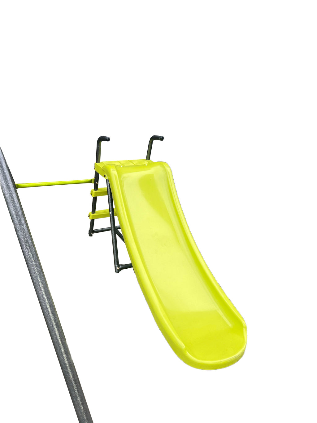 Saucer Swingset with Mini Slide – Steel Outdoor Playset - Green or Grey+Blue