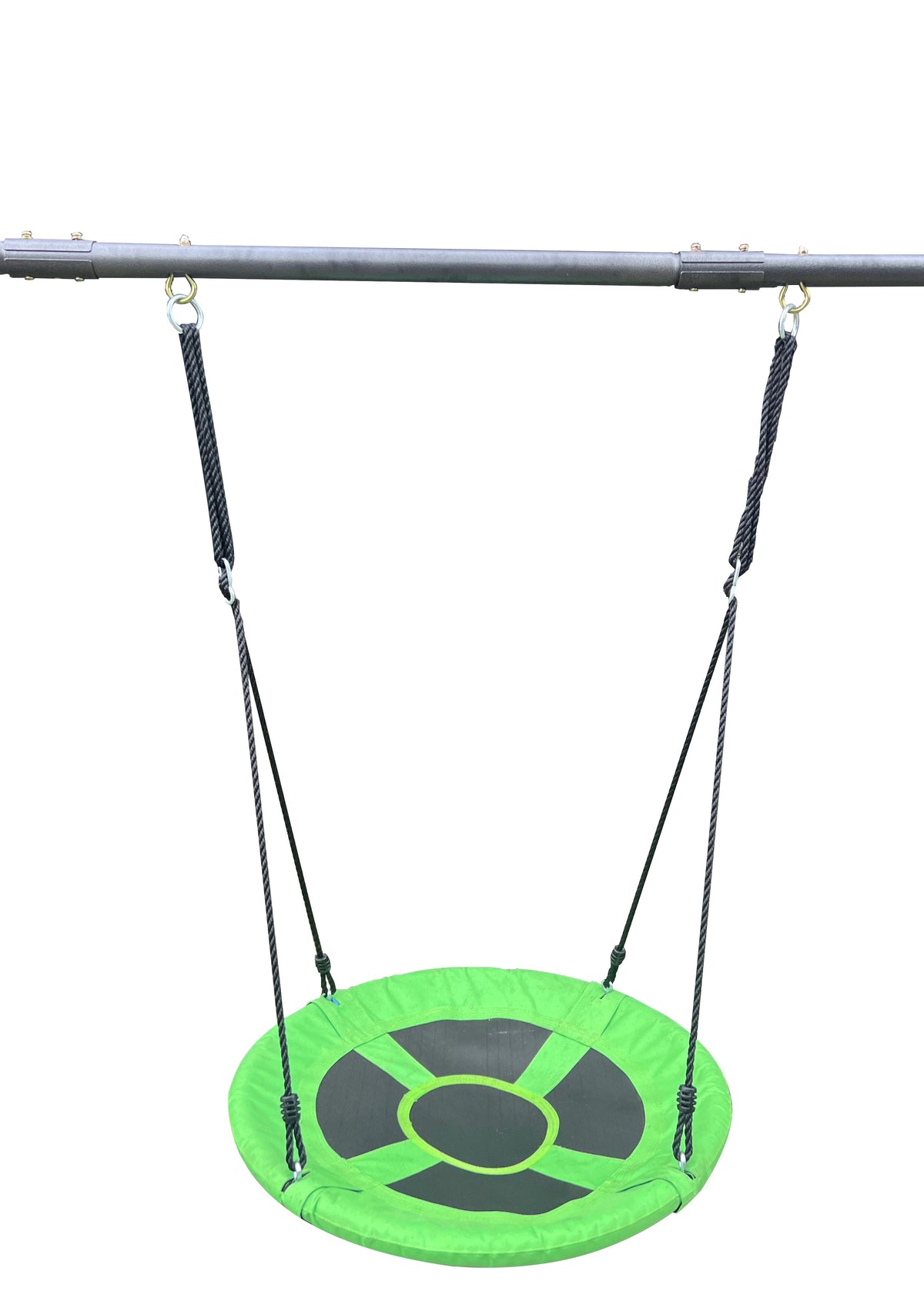 Saucer Swingset with Mini Slide – Steel Outdoor Playset - Green or Grey+Blue
