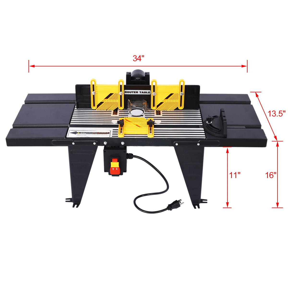 Electric Benchtop Router Table with Retractable Guard - Aluminum & Steel