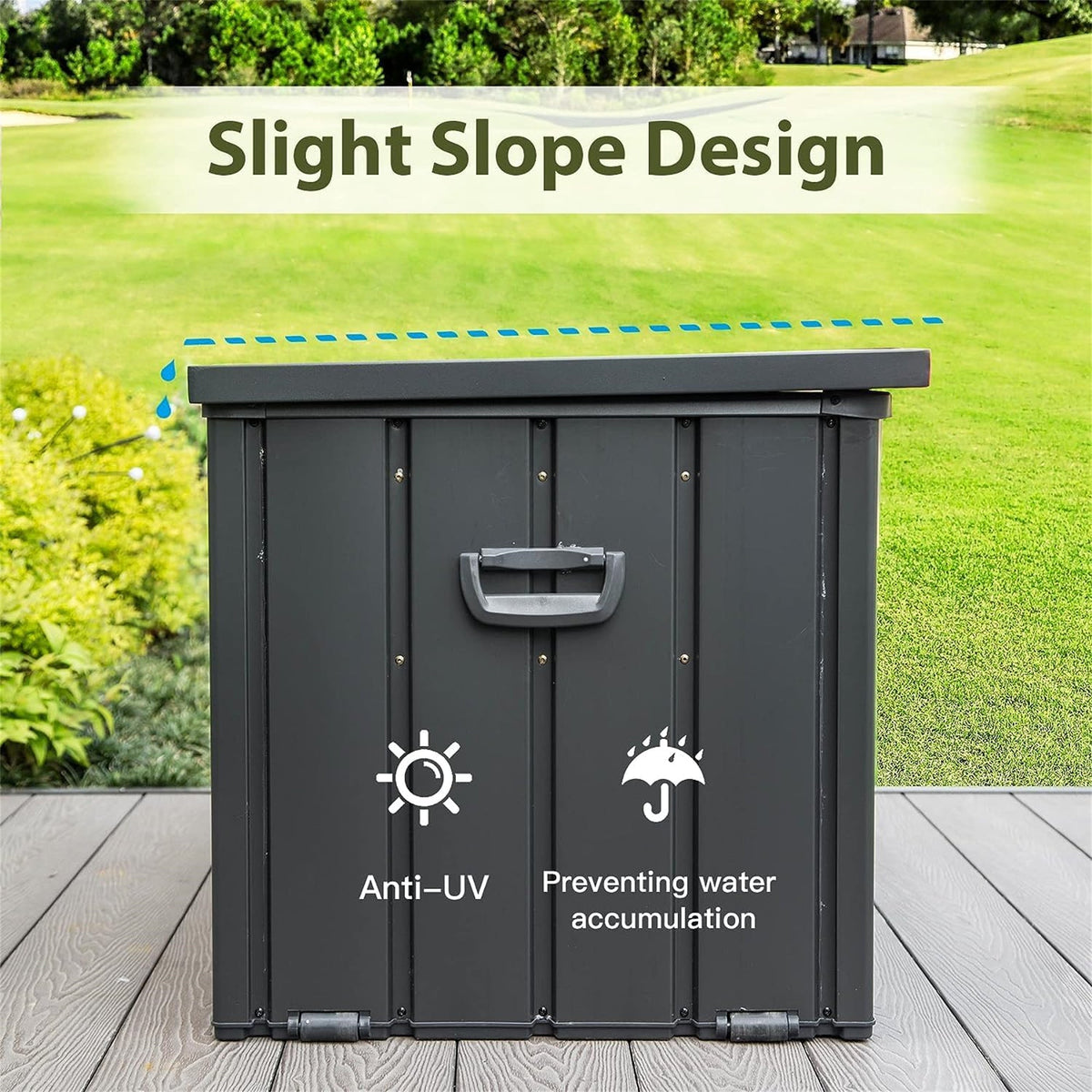 160 Gallon Outdoor Storage Deck Box with Waterproof Construction - Dark Gray