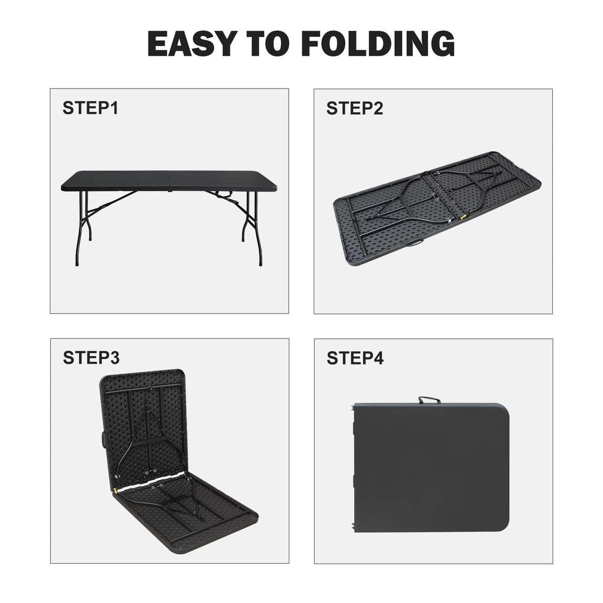 6ft Folding Table with Portable Folding Design - White