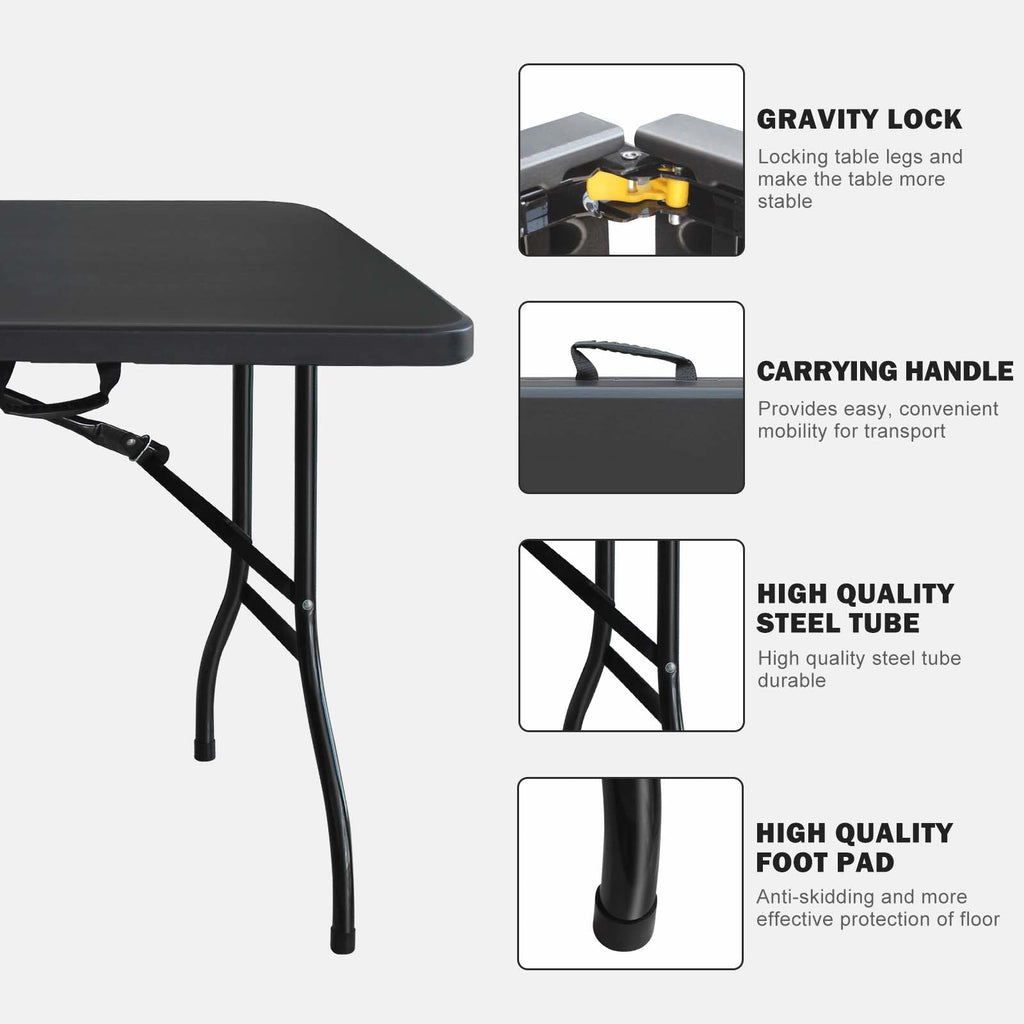 6ft Folding Table with Portable Folding Design - White