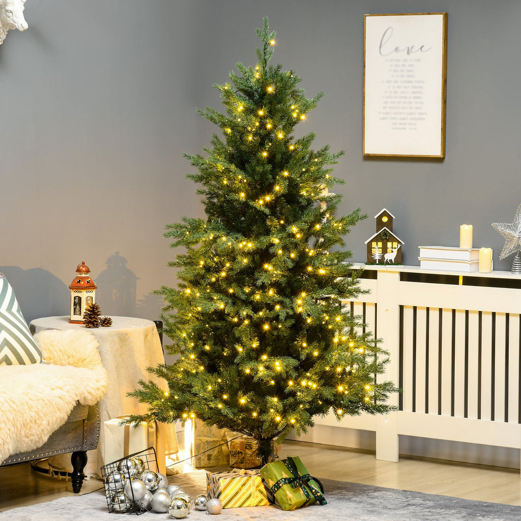 6Ft Prelit Artificial Christmas Tree with Warm White Lights - Green