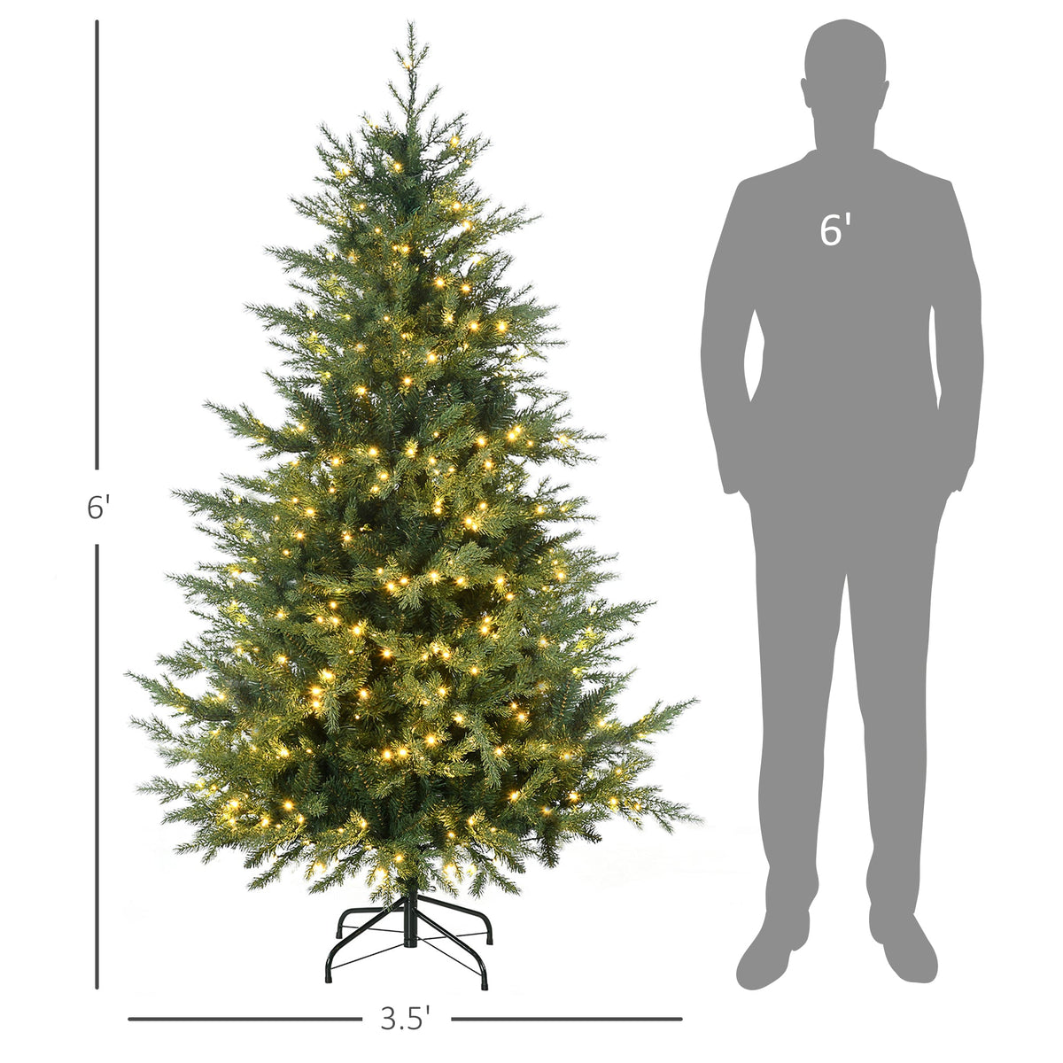 6Ft Prelit Artificial Christmas Tree with Warm White Lights - Green