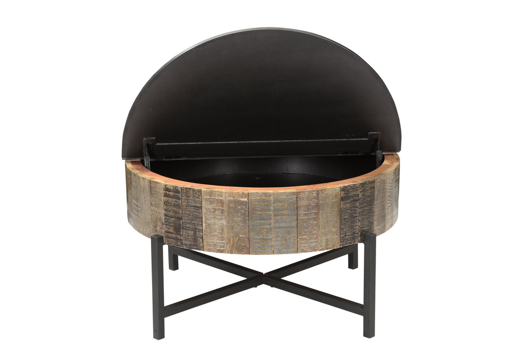 Rustic Vintage Coffee Table with Hidden Storage - Mango Wood