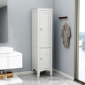 Tall Narrow Tower Freestanding Cabinet with Shutter Doors - White