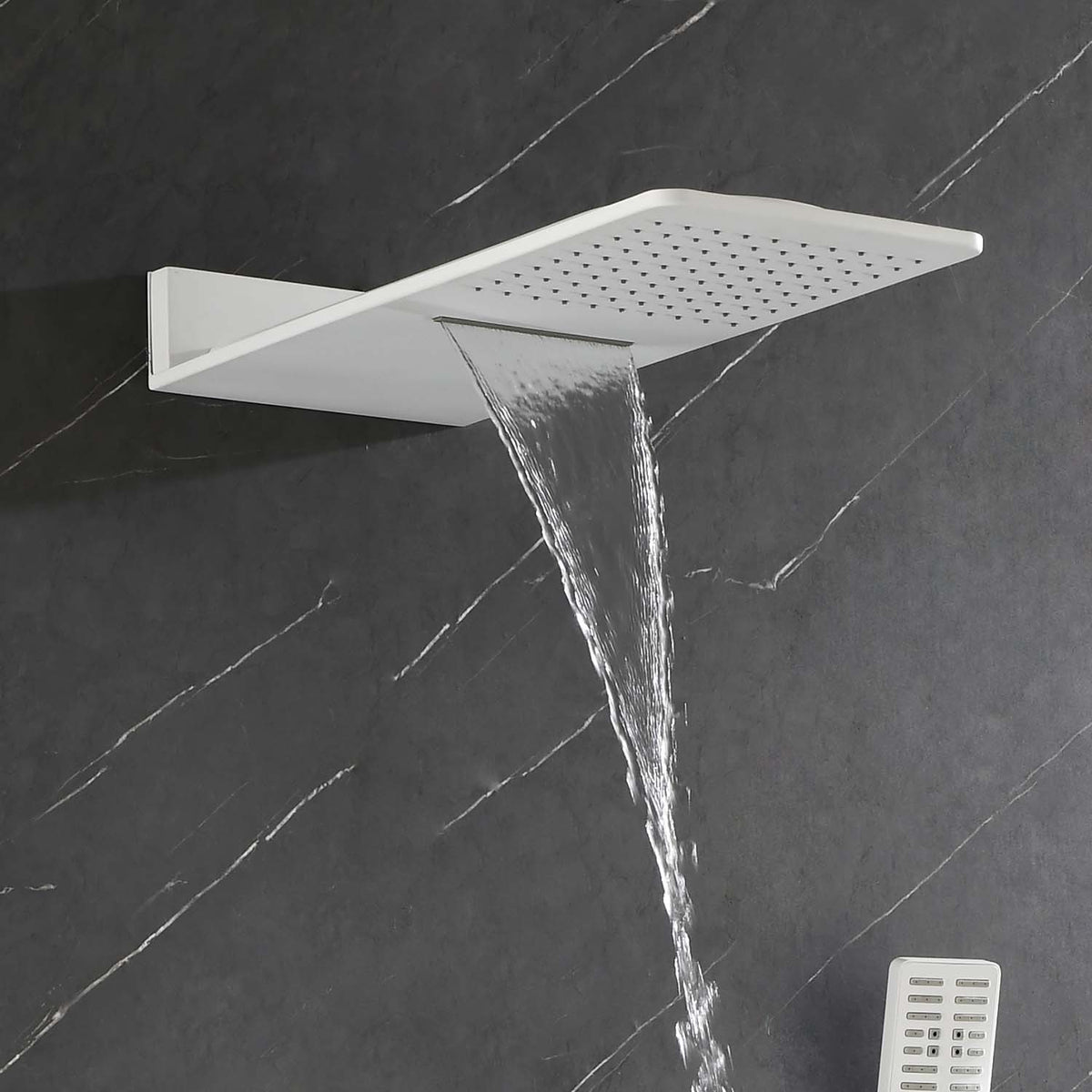 Wall Mounted Waterfall Rain Shower System with 3 Body Sprays & Handheld Shower - Brass