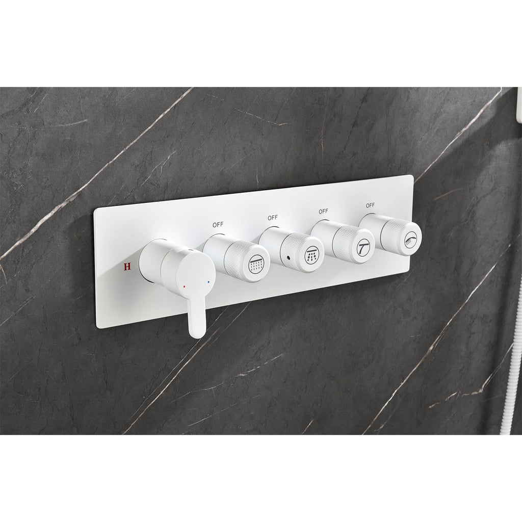 Wall Mounted Waterfall Rain Shower System with 3 Body Sprays & Handheld Shower - Brass