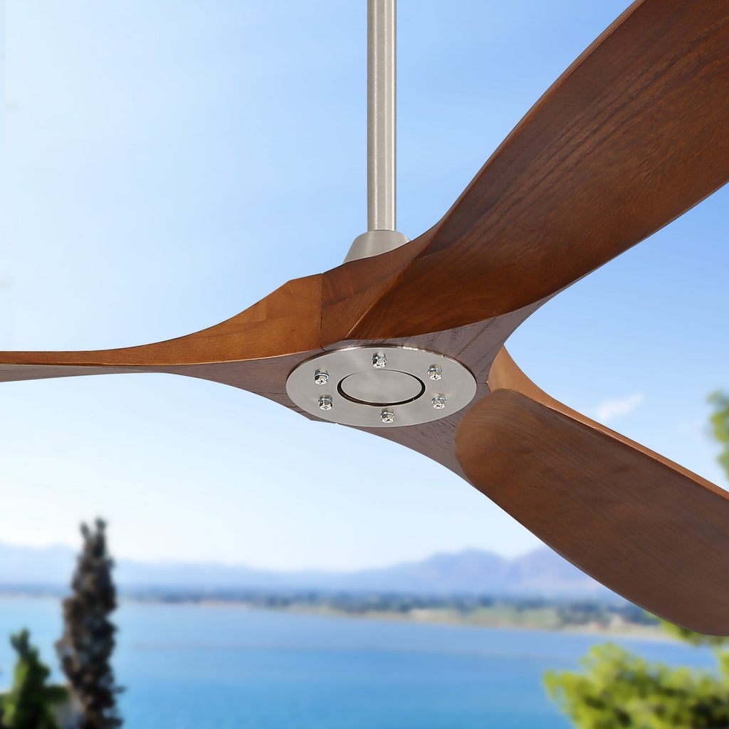60 Inch Indoor Modern Ceiling Fan with Solid Wood Blades - Brushed Nickel