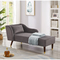 Modern Chaise Lounge Chair with Velvet Upholstery - Grey