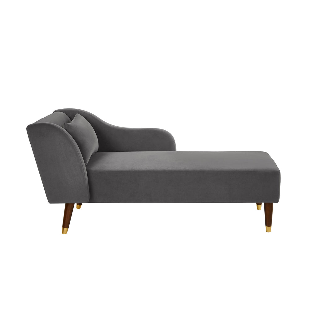 Modern Chaise Lounge Chair with Velvet Upholstery - Grey