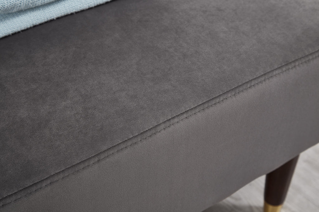 Modern Chaise Lounge Chair with Velvet Upholstery - Grey