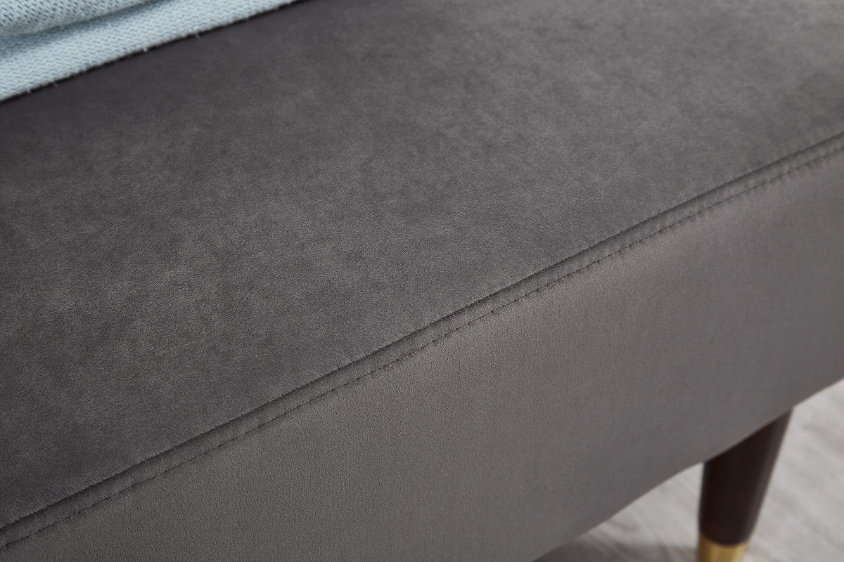 Modern Chaise Lounge Chair with Velvet Upholstery - Grey