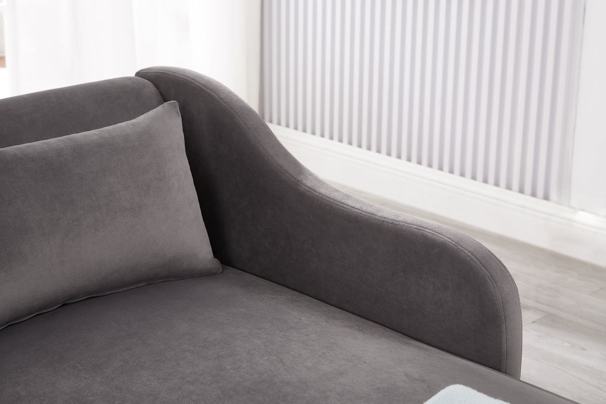 Modern Chaise Lounge Chair with Velvet Upholstery - Grey