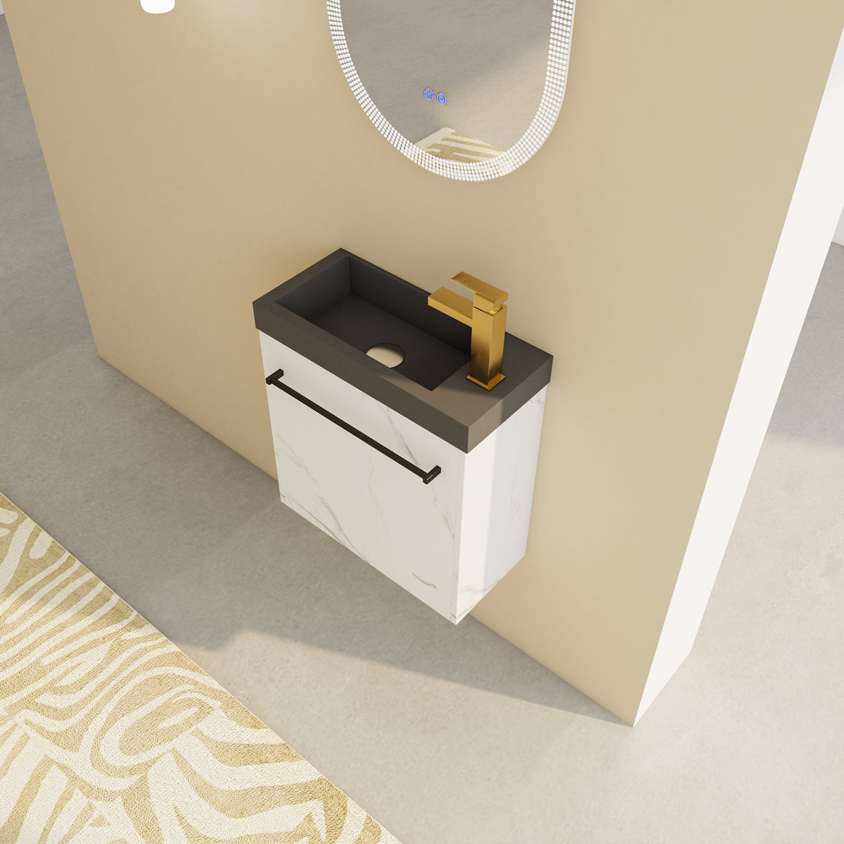 20" Floating Wall-Mounted Bathroom Vanity with Resin Sink - White or White+Black