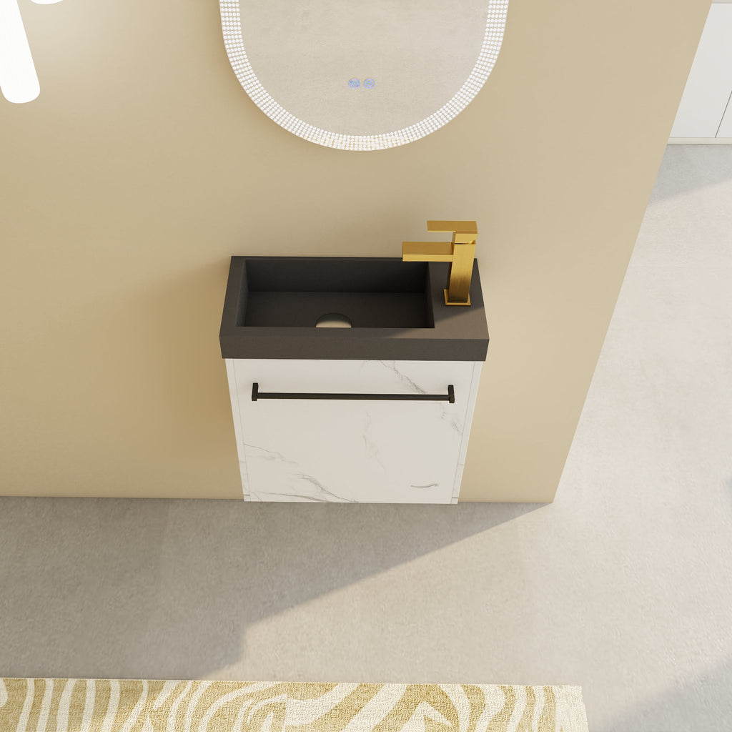 20" Floating Wall-Mounted Bathroom Vanity with Resin Sink - White or White+Black