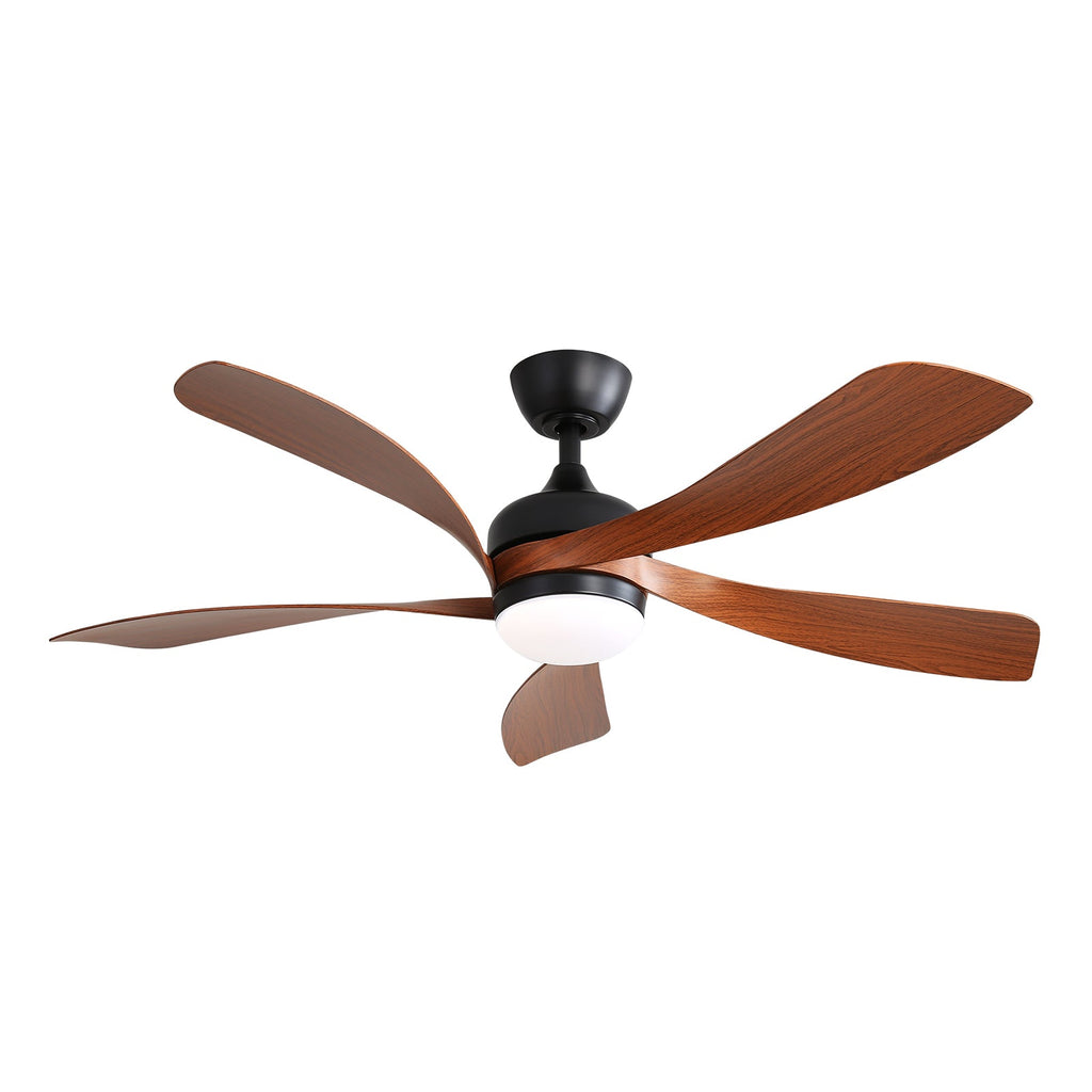 52 Inch Indoor Ceiling Fan with Dimmable LED Light and Remote - Black
