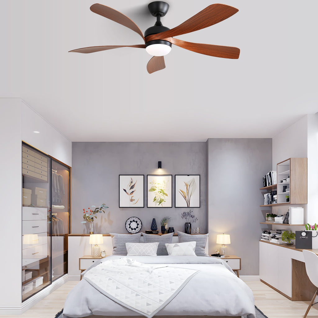 52 Inch Indoor Ceiling Fan with Dimmable LED Light and Remote - Black