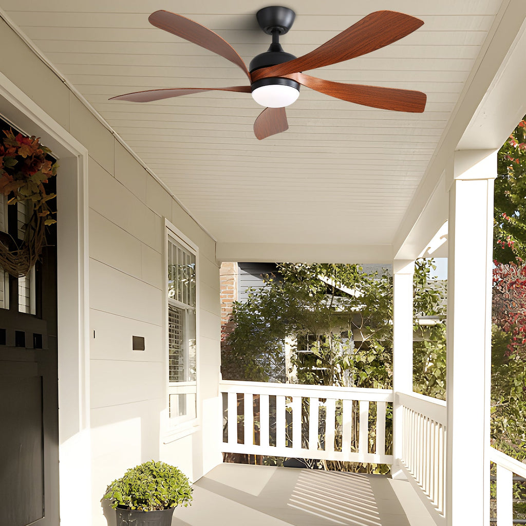 52 Inch Indoor Ceiling Fan with Dimmable LED Light and Remote - Black