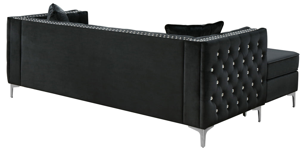 Sofa Chaise with Faux Jewel Tufting - Multiple Colors