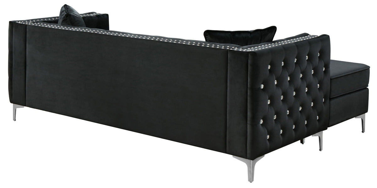 Sofa Chaise with Faux Jewel Tufting - Multiple Colors