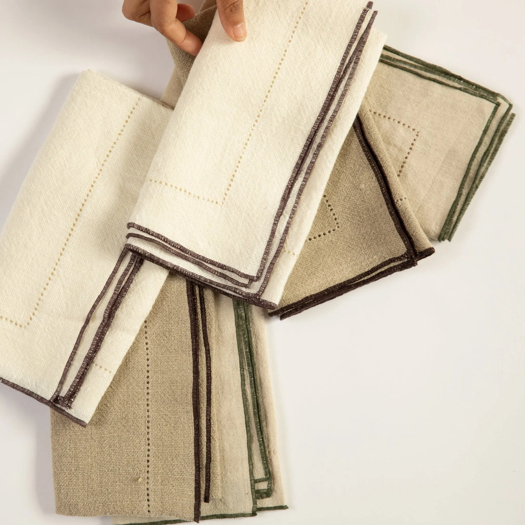 Jardin Handmade Linen Napkins, Set of 4 (3 Colors)
