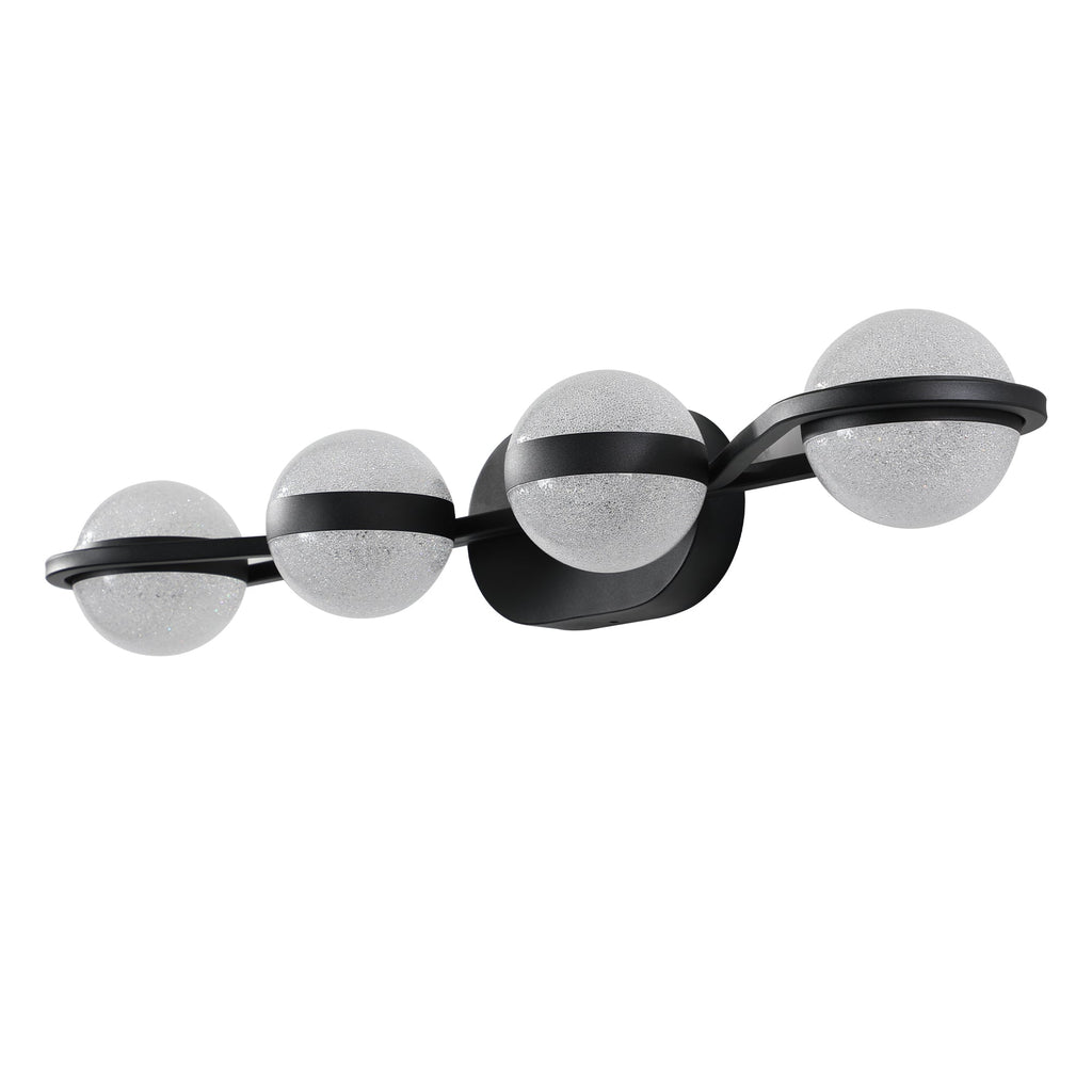 30" Black Minimalist LED Bathroom Vanity Light with Acrylic Shades - Black