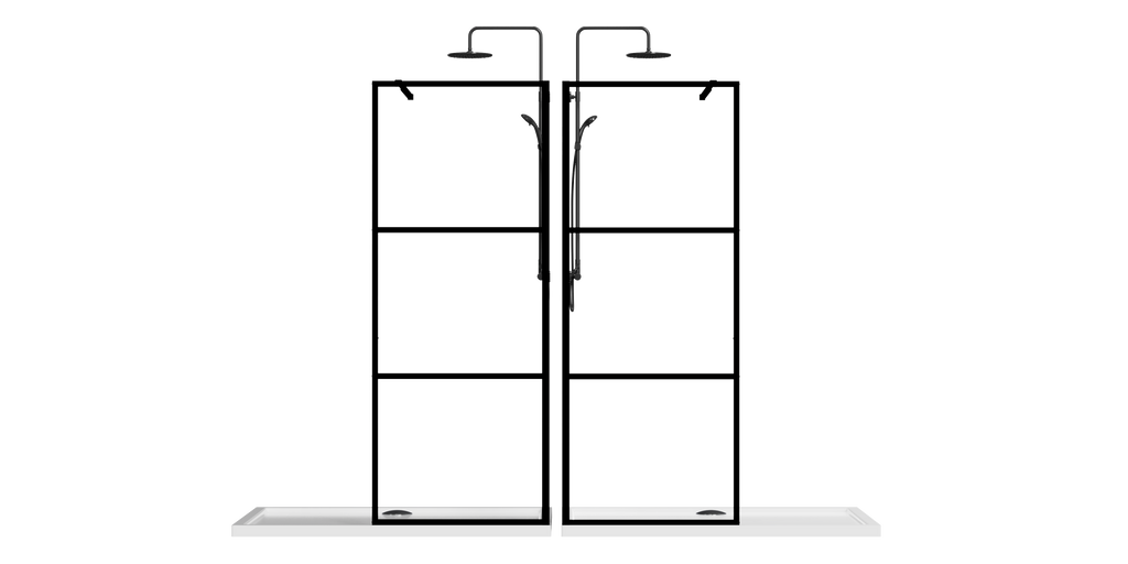 34" Shower Screen Door with Tempered Glass - Black