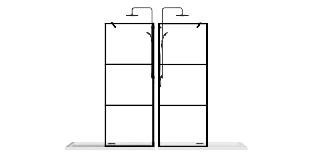 34" Shower Screen Door with Tempered Glass - Black