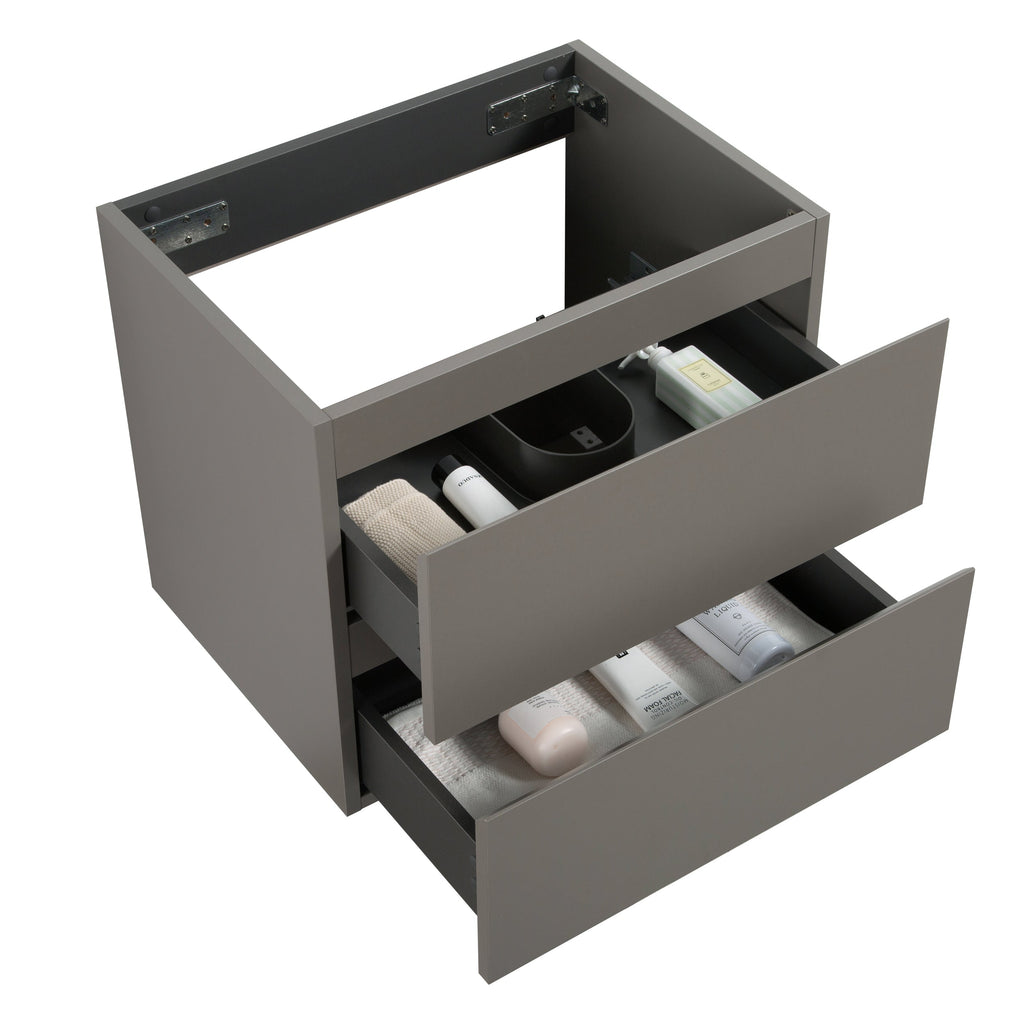 Wall Mount Bathroom Cabinet with Double Drawers - White & Gray