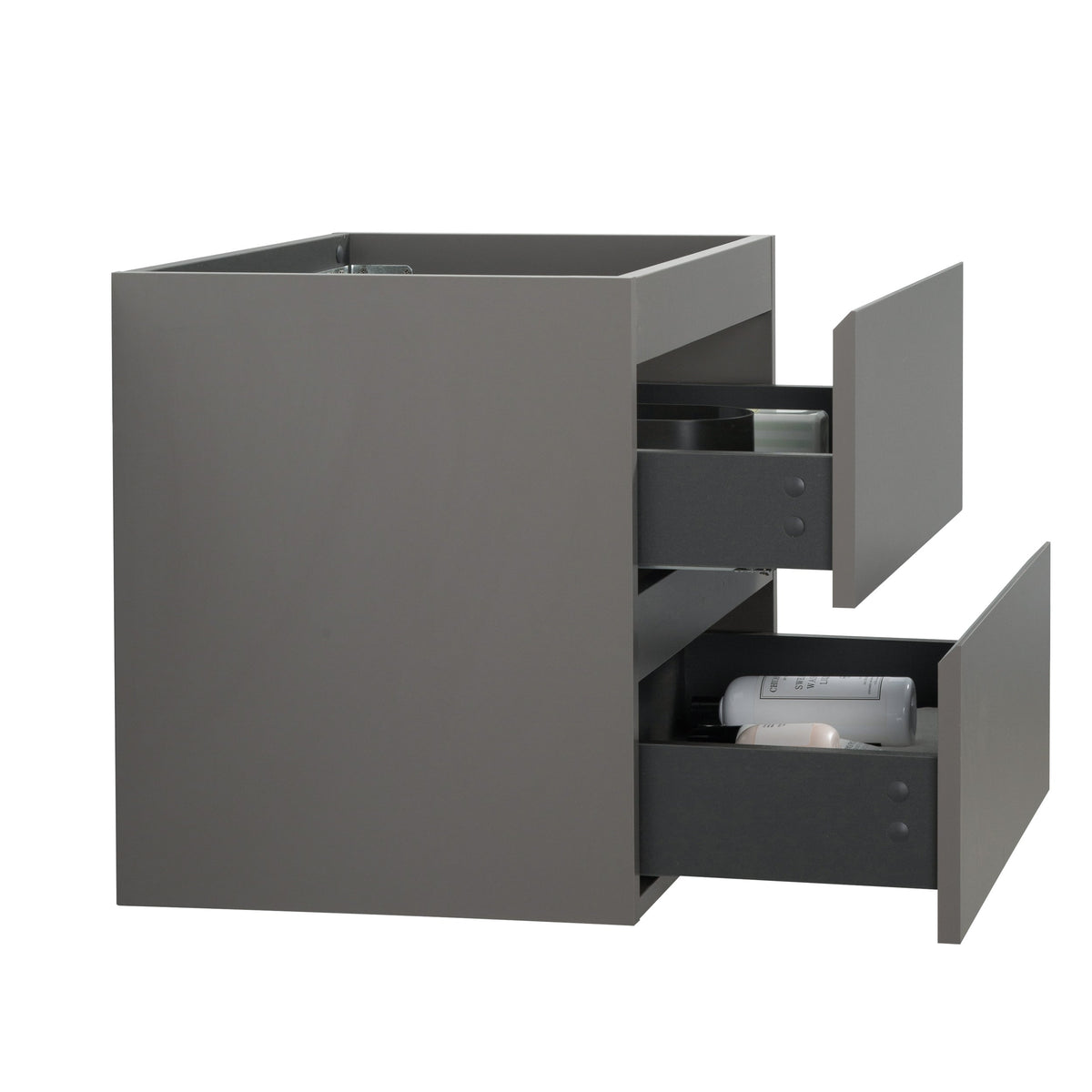 Wall Mount Bathroom Cabinet with Double Drawers - White & Gray