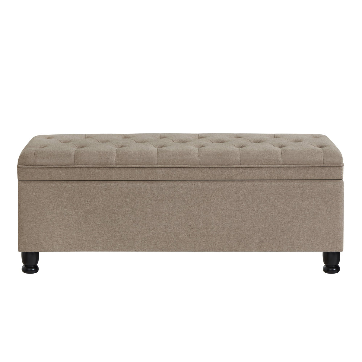 Upholstered Tufted Button Storage Bench with Hidden Storage - Linen