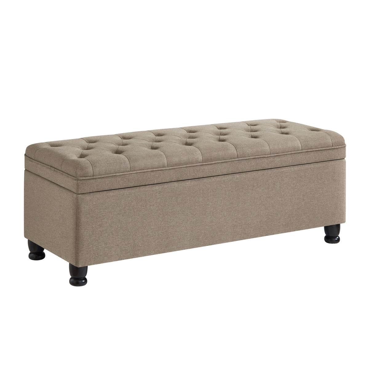 Upholstered Tufted Button Storage Bench with Hidden Storage - Linen
