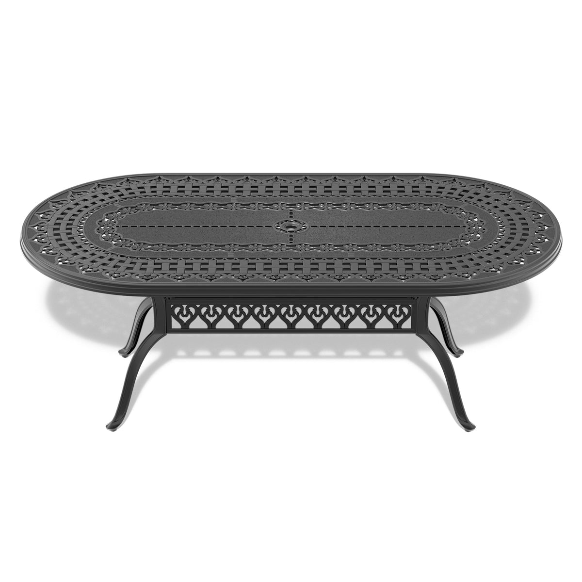 7-Piece Cast Aluminum Patio Dining Set with Oval Table - Black