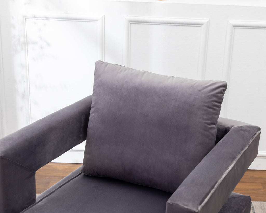 Lenola Contemporary Upholstered Accent Arm Chair with Gold Frame - Gray