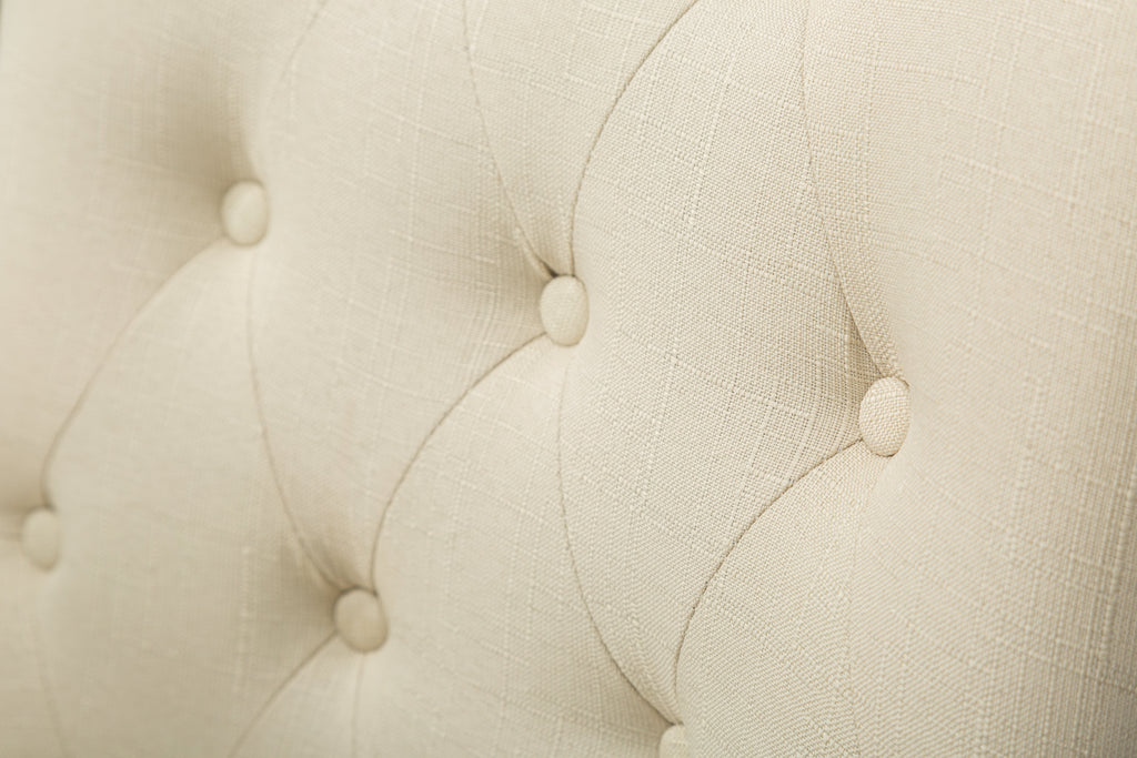 Tan Button Tufted Wingback Hostess Chairs with Solid Wood Legs - Set of 2