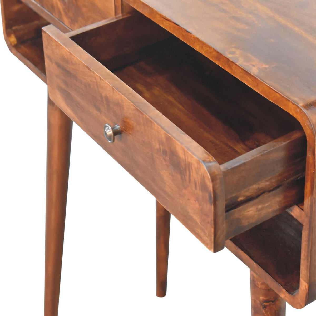 Chestnut Console Table with Nordic Legs and 2 Drawers - Solid Wood