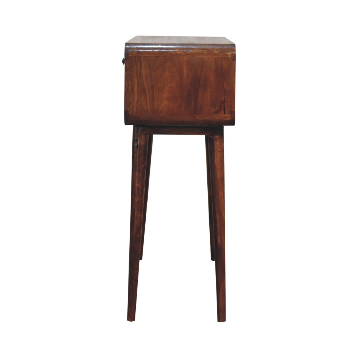 Chestnut Console Table with Nordic Legs and 2 Drawers - Solid Wood
